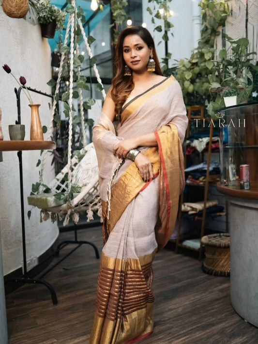 Linen Cotton Kasavu Saree