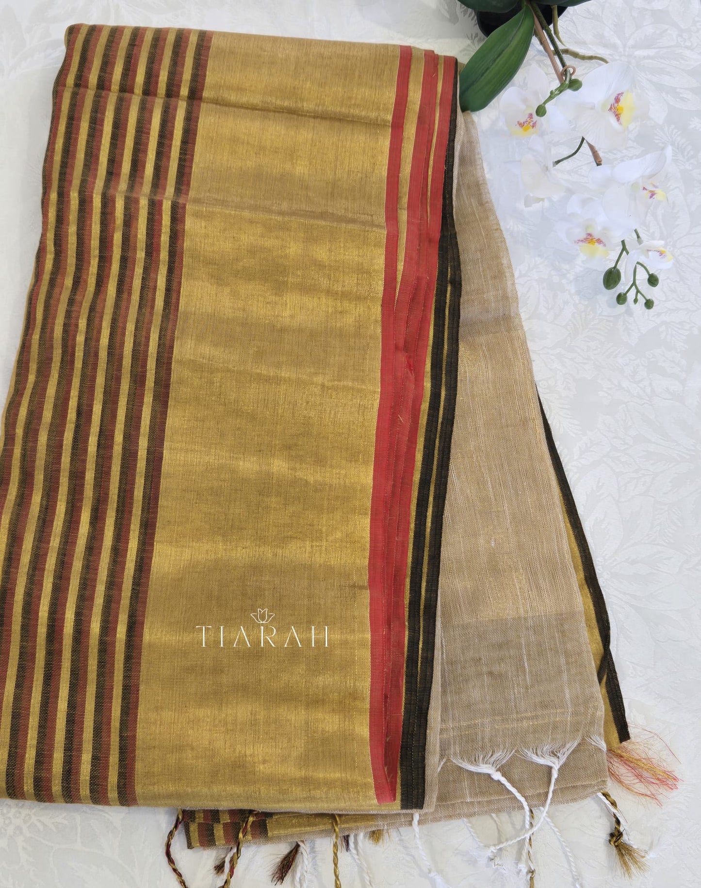 Linen Cotton Kasavu Saree