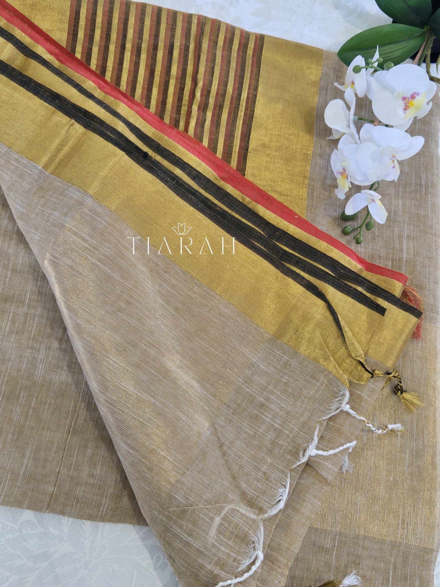Linen Cotton Kasavu Saree