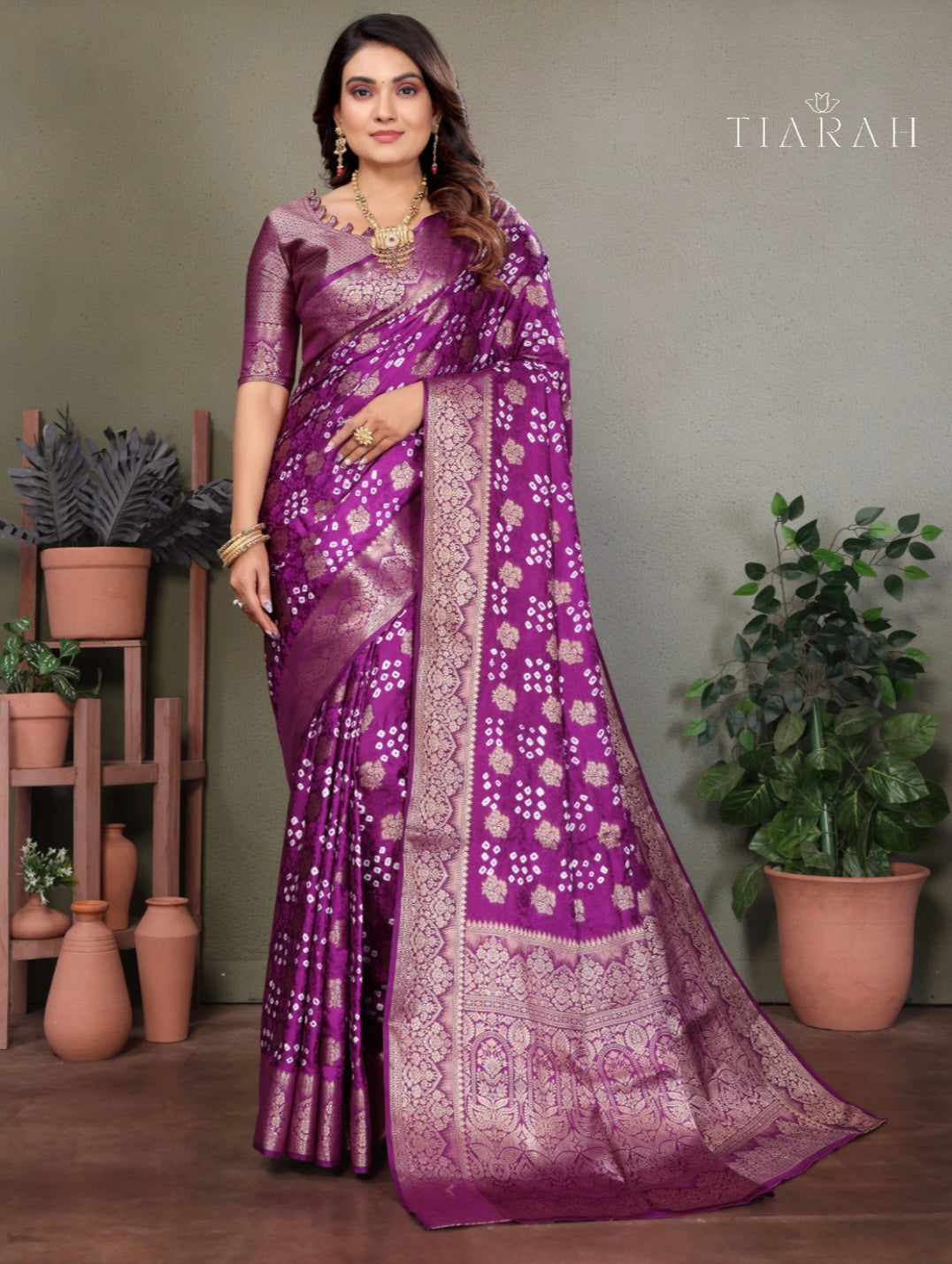 Bandhej Silk Saree
