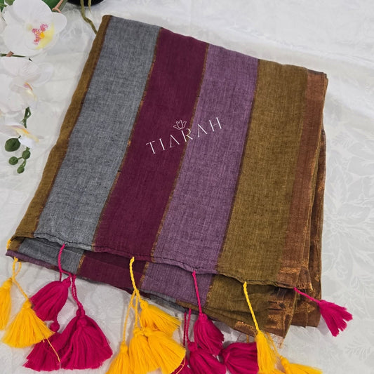 Multicolour Mul Cotton Saree